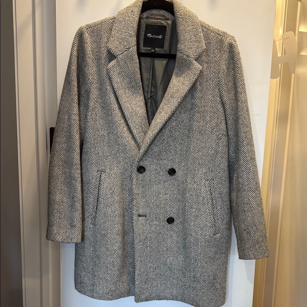 Madewell Gray Pea Coat Classic Wool Blend